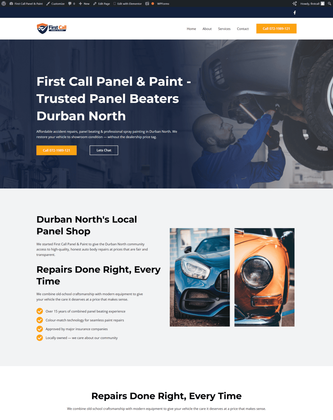Panel Beating Website Design